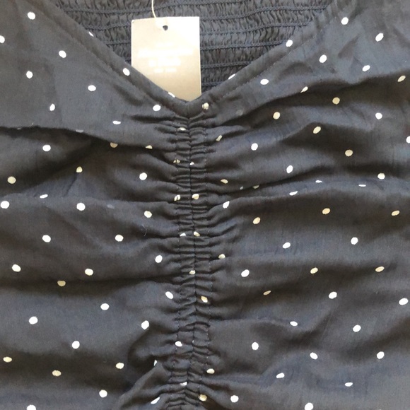Abercrombie & Fitch Cap Sleeve Polka Dot Crop Top Elastic Back - New With Tag - Picture 5 of 6